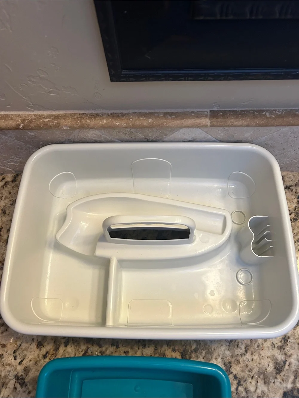 White Cleaning Caddy with Teal Removable Tray